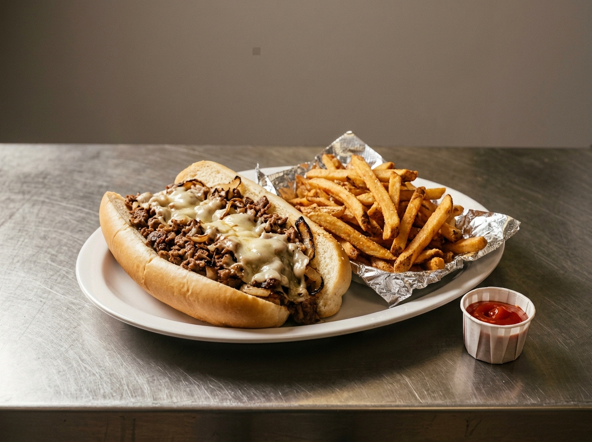 Cheesesteak platter with french fries